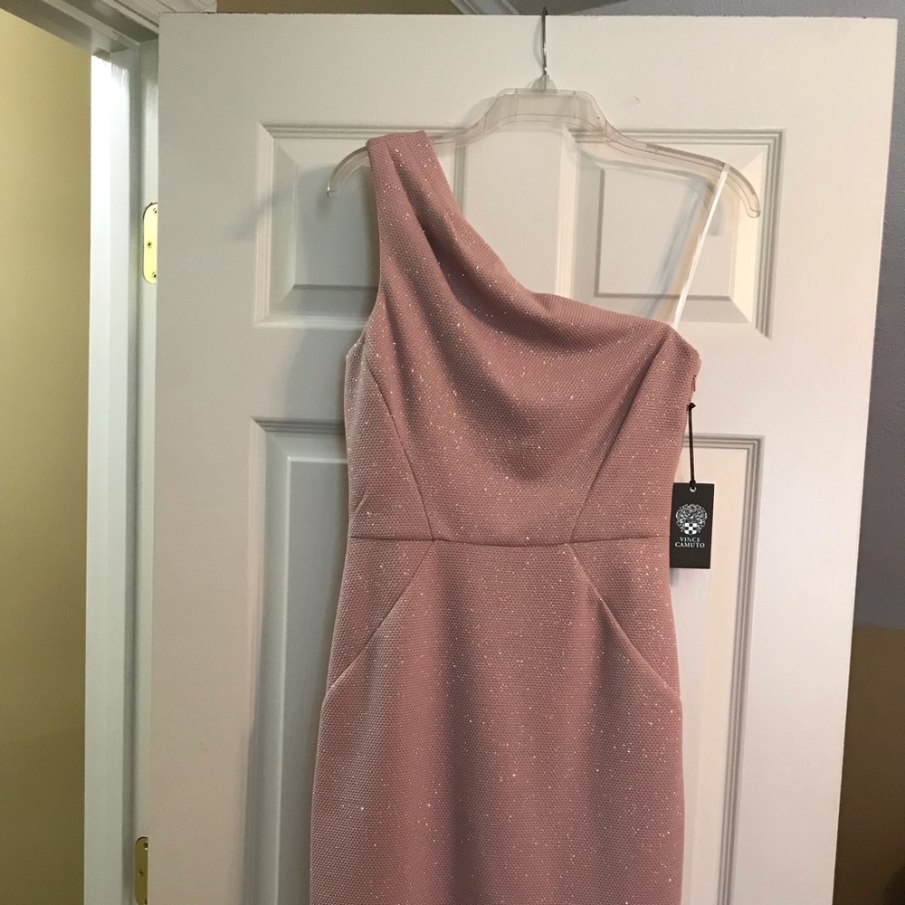 Vince Camuta off the shoulder cocktail dress